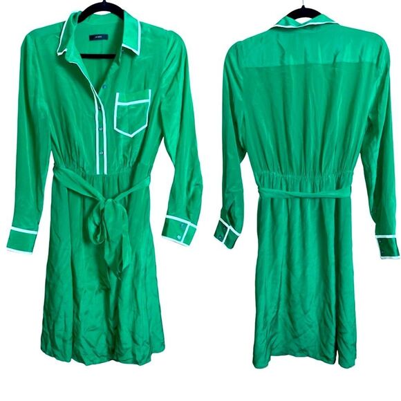 J. Crew Green Midi Dress with White Accents - Picture 2 of 7